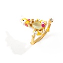 Rabbit Bunny And Stone Enamel Adjustable Ring