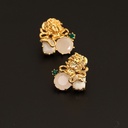 Medusa Inlaid Gemstone Gold Plated Copper Stud Earrings 925 Silver Needle