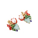 Mermaid Pearl Gem Enamel Earrings Jewelry Stud Earrings