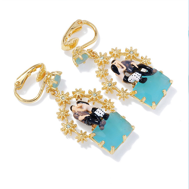 Paris Lovers And Stone Enamel Earrings