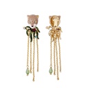 Leopard Long Tassel Enamel Earrings Jewelry Stud Clip Earrings