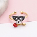 Dog Red Heart Unique Lovely Ring Adjustable Size
