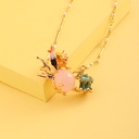 Marine Life Little Fish Coral Necklace Fashion Pink Rhinestones Short Collarbone Chain