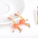 Mouse Numpkin Crystal Shoes Enamel Earring Stud Clip Earring