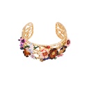 Pink Red Flower Gem Jewelry Hollowed Out Enamel Bracelet