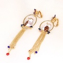 Purple Owl Long Tassel  Enamel Earrings Jewelry Stud Earrings