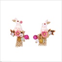 Rabbit Beaded Short Tassel Enamel Earrings Jewelry Stud Earrings