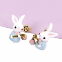 Rabbit Lantern Flower Basket Enamel Earrings Jewelry Stud Earrings