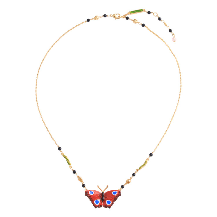 Red Butterfly Necklace Jewelry Electroplating Copper Plating Enamel Glaze Necklace Choker
