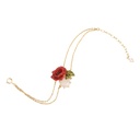 Rose Flower Pink Crystal Gold Plated Jewelry Enamel Bracelet