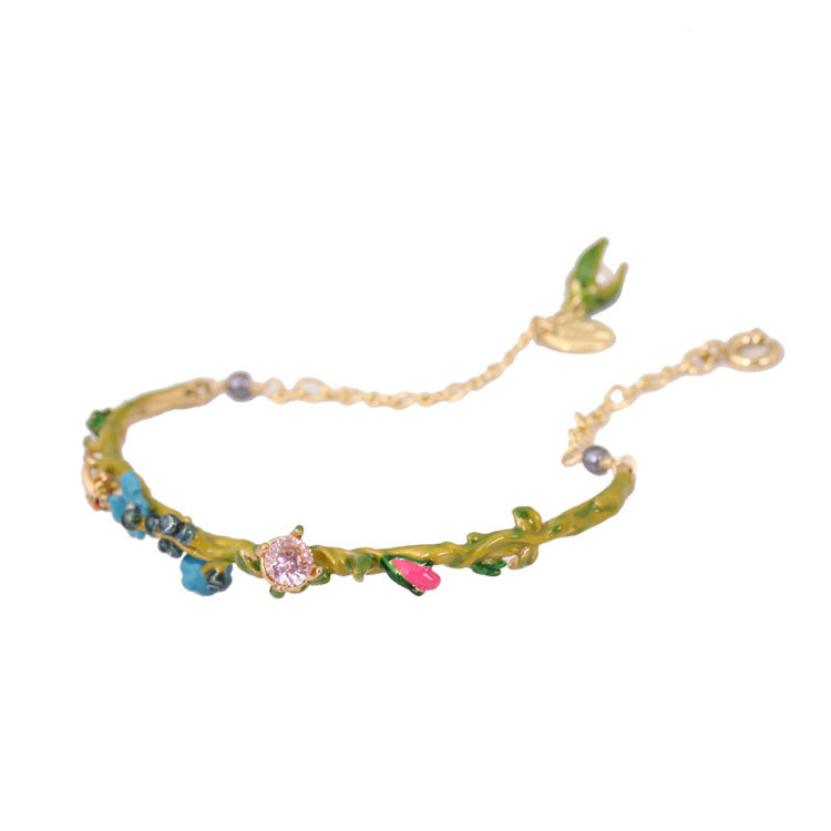 Rose Series Blue Flower Melissa Branch Gemstone Bracelet