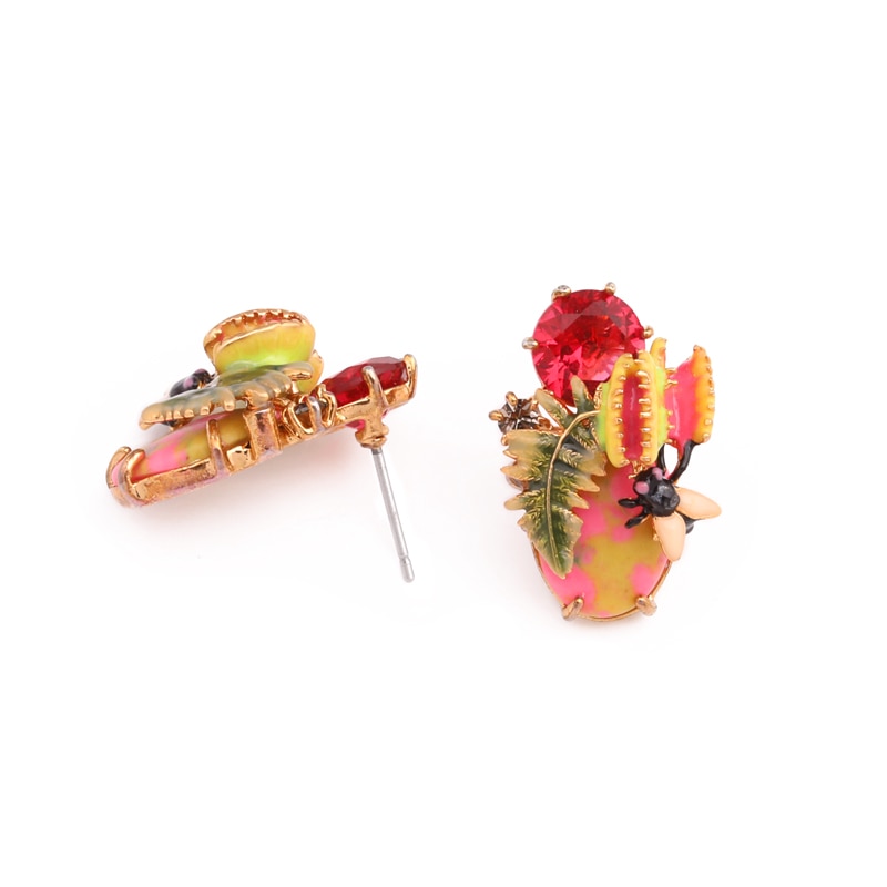 Snapper Small Insect Enamel Earrings Jewelry Stud Earrings