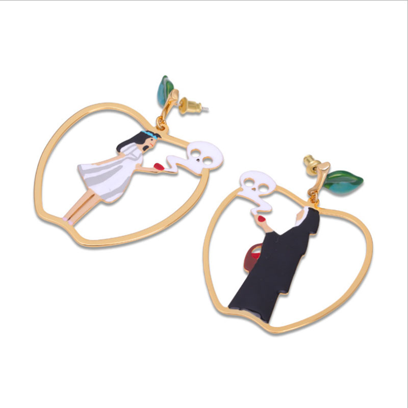 Snow White and Queen Girl Enamel Earrings