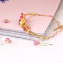 Pink Yellow Peony Flower Branch Jewelry Enamel Bracelet