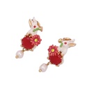 Rabbit Ruby Enamel Earrings Jewelry Stud Earrings