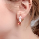 Rabbit and Chain Asymmetrical Stud/Clip Earrings