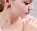 Red Rose Flower And Stone Enamel Stud Earrings Jewelry Gift