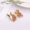 Enamel Glazed Daisy Flower Stud Earrings 925 Silver Needle