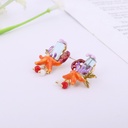 Starfish Sapphire Enamel Earrings Jewelry Stud Clip Earrings