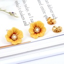Yellow Flower Branch Enamel Earrings Jewelry Stud Earrings