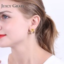 Yellow Flower Branch Enamel Earrings Jewelry Stud Earrings