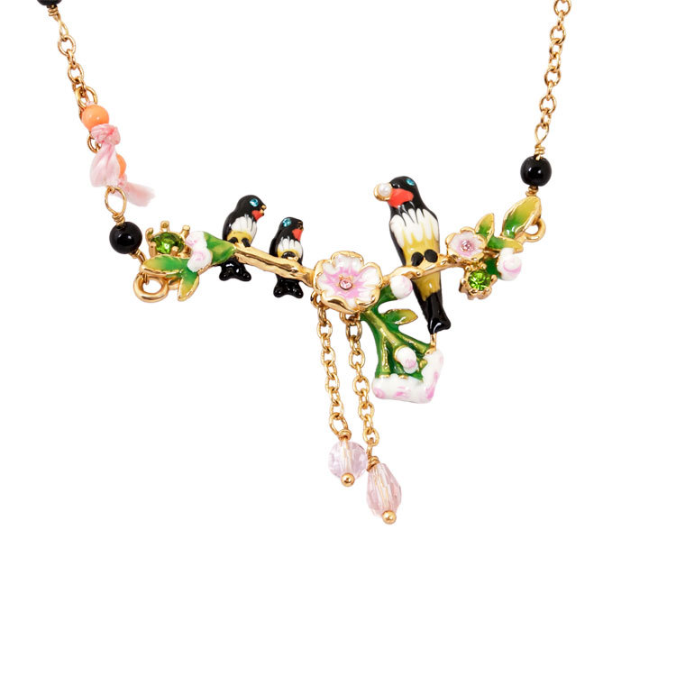 Swallow Enamel Glaze Pendant Necklace European Women Gold Plated Jewelry
