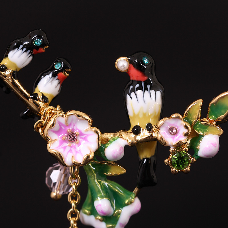 Swallow Enamel Glaze Pendant Necklace Gold Plated Jewelry