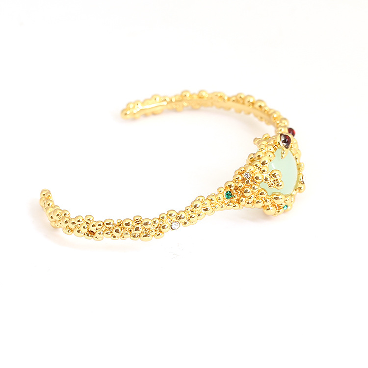 Zircon Green Gem Gold Plated Jewelry Enamel Bracelet