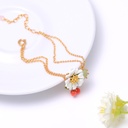 White Daisy Cherry Gem Pendant Jewelry Enamel Bracelet