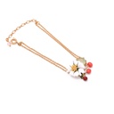 White Daisy Cherry Gem Pendant Jewelry Enamel Bracelet