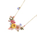 Winter Garden Series Safflower Pink Colour Chinese Herbaceous Flower Necklace