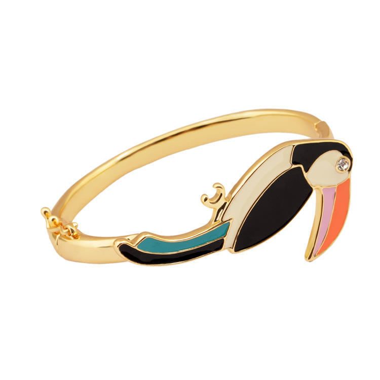 Woodpecker Gold Plated Jewelry Enamel Bracelet