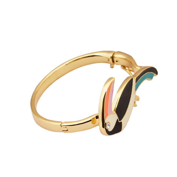 Woodpecker Gold Plated Jewelry Enamel Bracelet