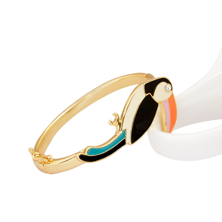 Woodpecker Gold Plated Jewelry Enamel Bracelet