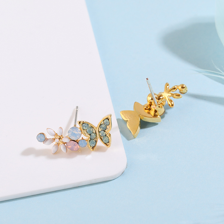 Butterfly Flower Enamel Earrings Jewelry Stud Earrings
