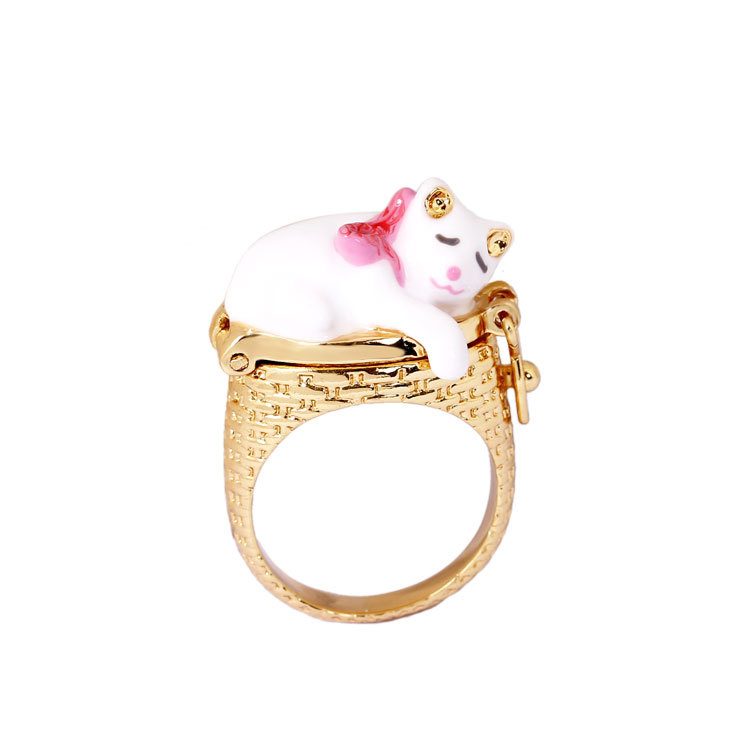 Sweet Sleep Cat Enamel Ring