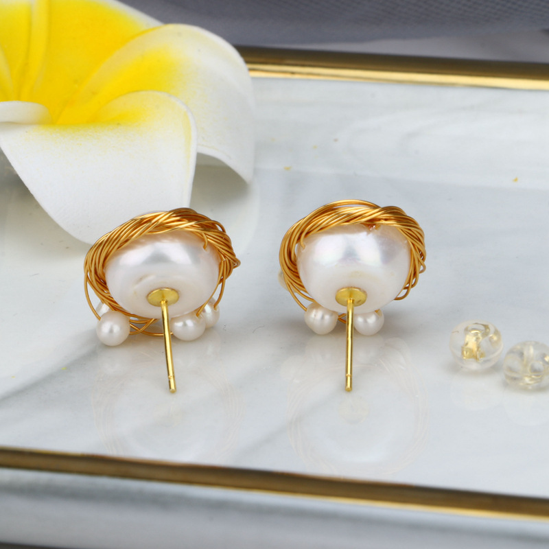 Freshwater Pearl Jewelry Bridesmaids Wedding Stud Earrings