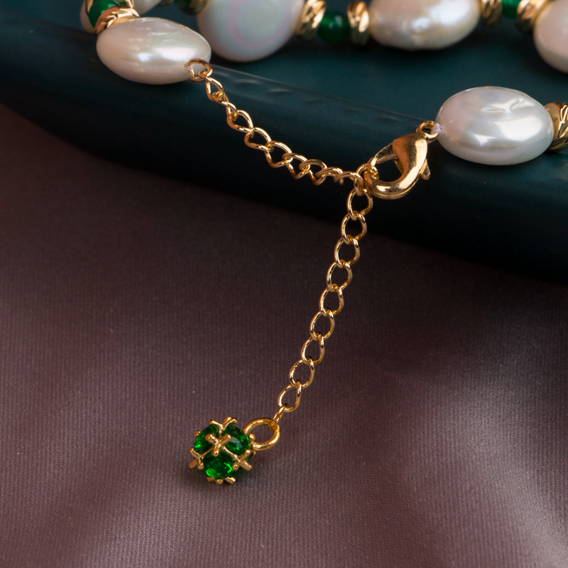 Baroque Pearl 14K Gold Filled Green Beads Bracelet