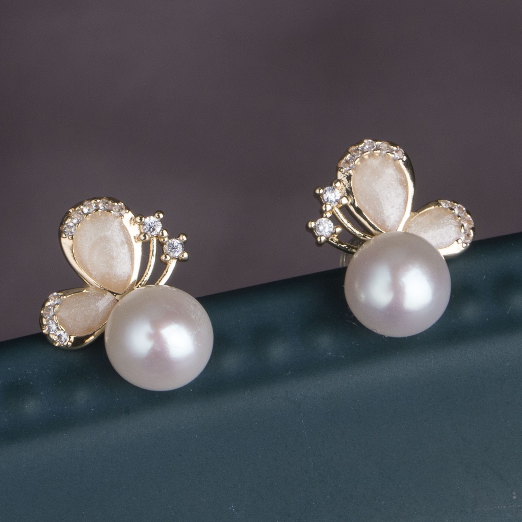 Freshwater Pearl Bridesmaids Wedding Jewelry Bow Stud Earrings