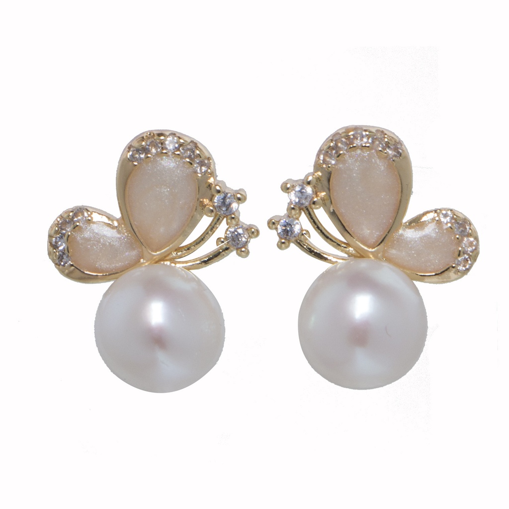 Freshwater Pearl Bridesmaids Wedding Jewelry Bow Stud Earrings