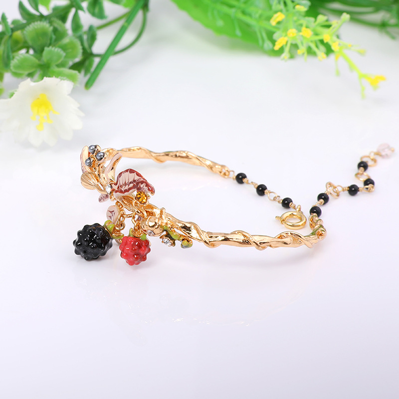 Black And Red Raspberry Enamel Bracelet