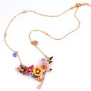 Winter Garden Series Safflower Pink Colour Chinese Herbaceous Flower Necklace