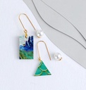 Landscape and Pavilion Painting Asymmetrical Earrings