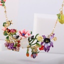 Hand Enameled Bell Orchid Flower Necklace