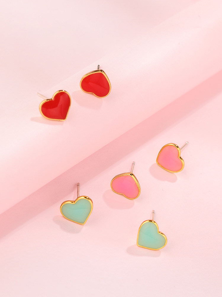 Lucky Heart Enamel Stud Earrings