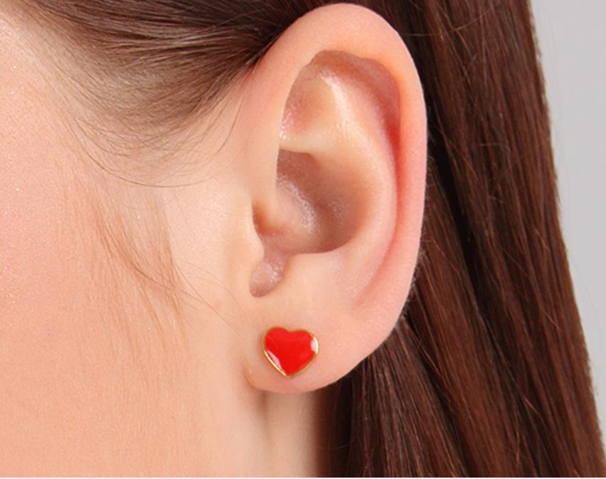 Lucky Heart Enamel Stud Earrings