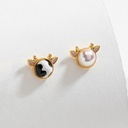 Zodiac Ox Asymmetrical Enamel Stud Earrings