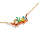 Fish And Shell With A Pearl Enamel Necklace