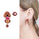 Cute Puppy Dog Asymmetrical Enamel Stud Earrings
