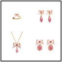 Pink Bow And Stone Enamel Earrings